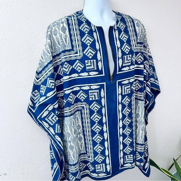 BILLY REID Mens Tribal Print Oversized Poncho Shirt S Resort Wear - Picture 3 of 13